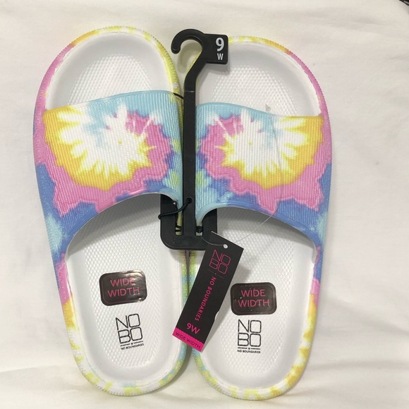 Slide comfort pillow wide width sandals tie dye for women. Size 9W - Picture 3 of 4